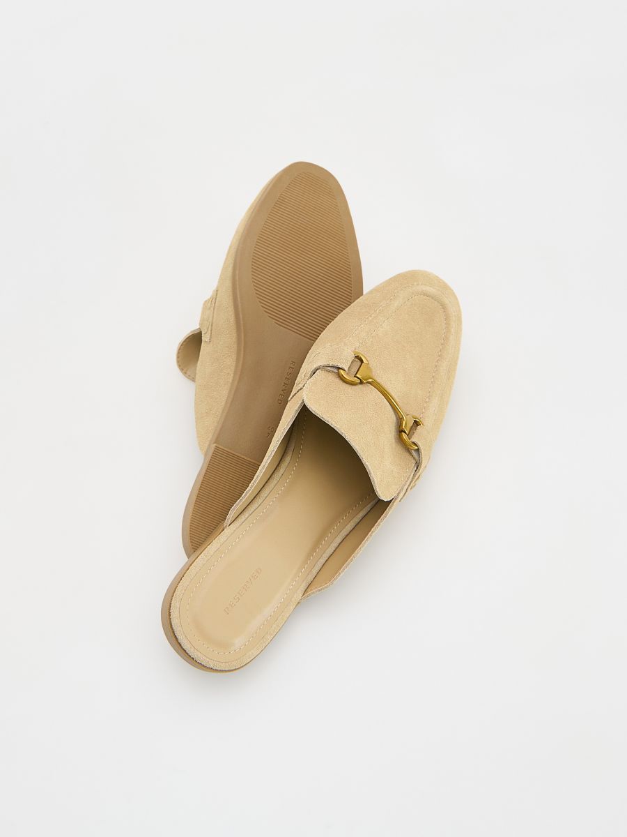 Suede mules with buckle - beige - RESERVED - 4