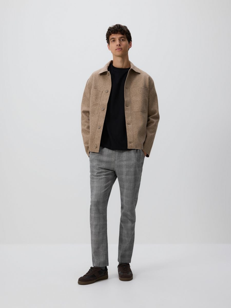 Check slim trousers - light grey - RESERVED