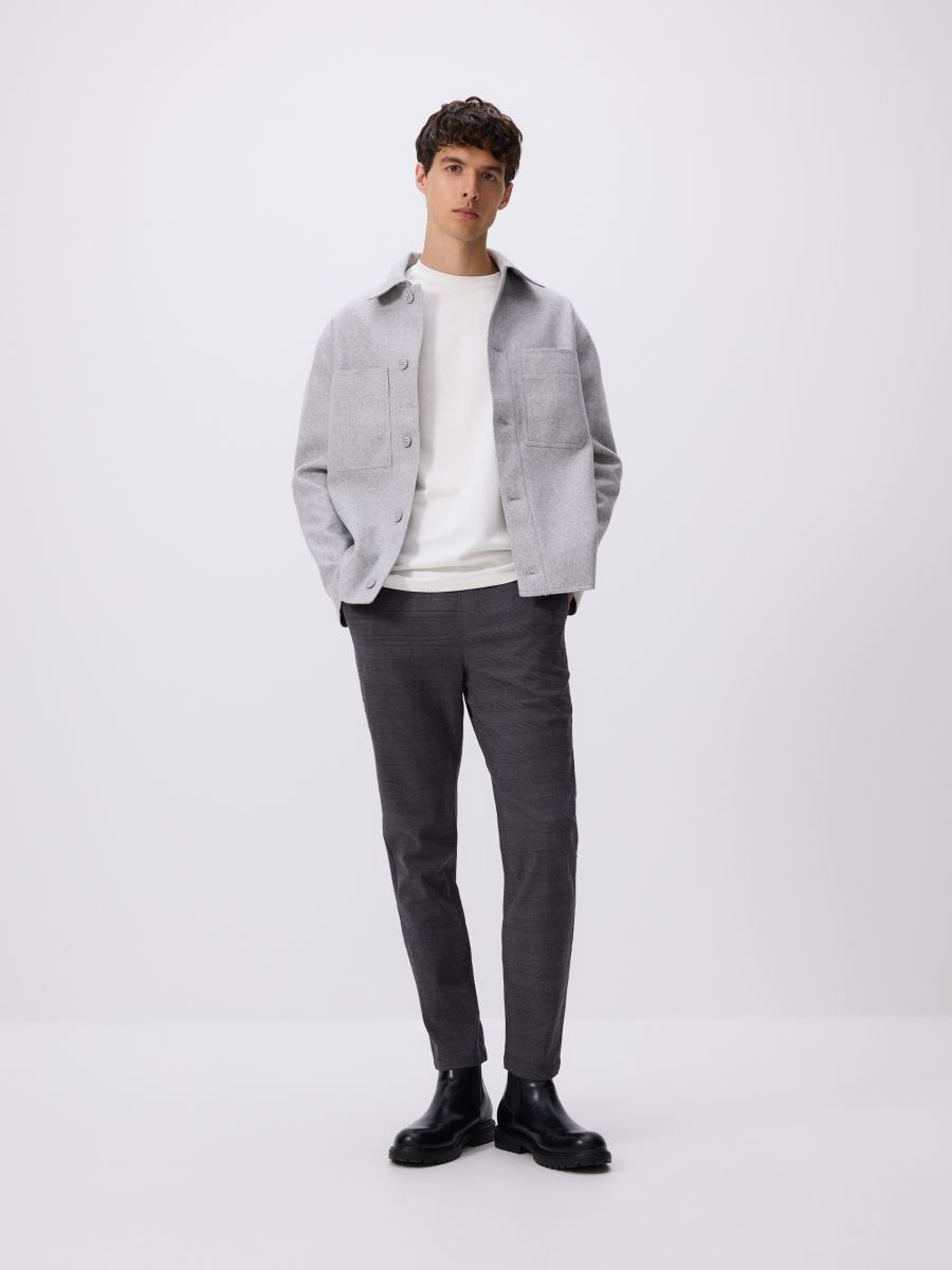 Check slim trousers - dark grey - RESERVED