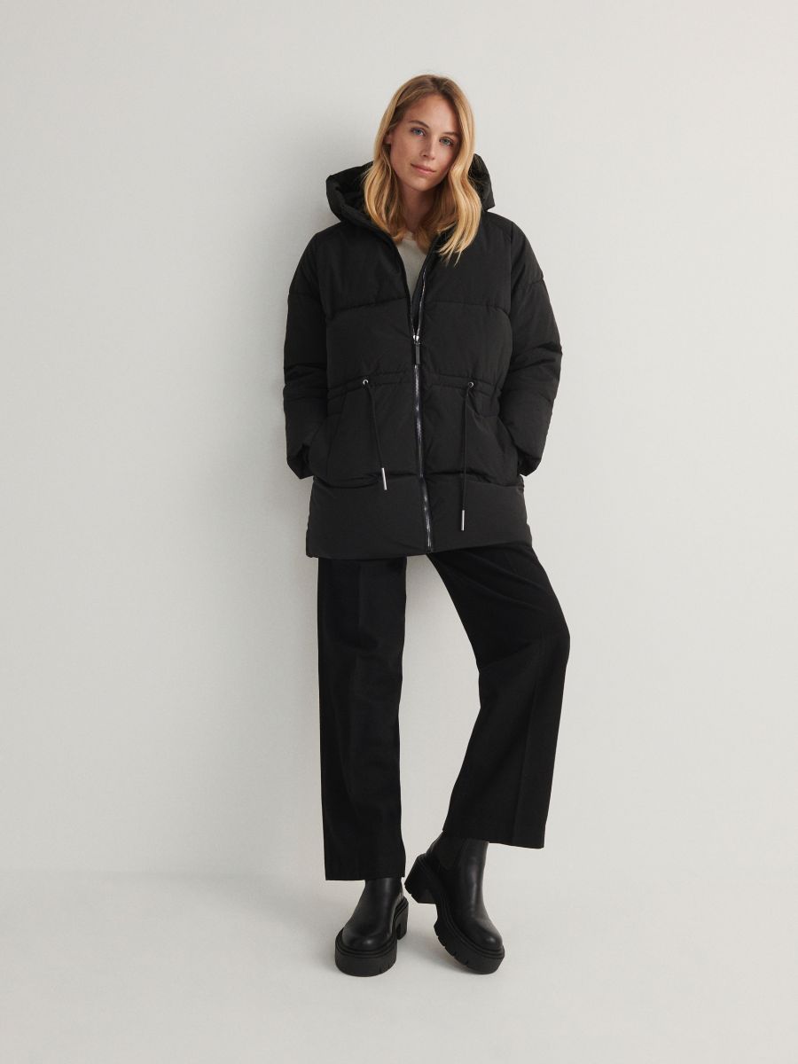 Quilted jacket with tie detail - black - RESERVED - 2