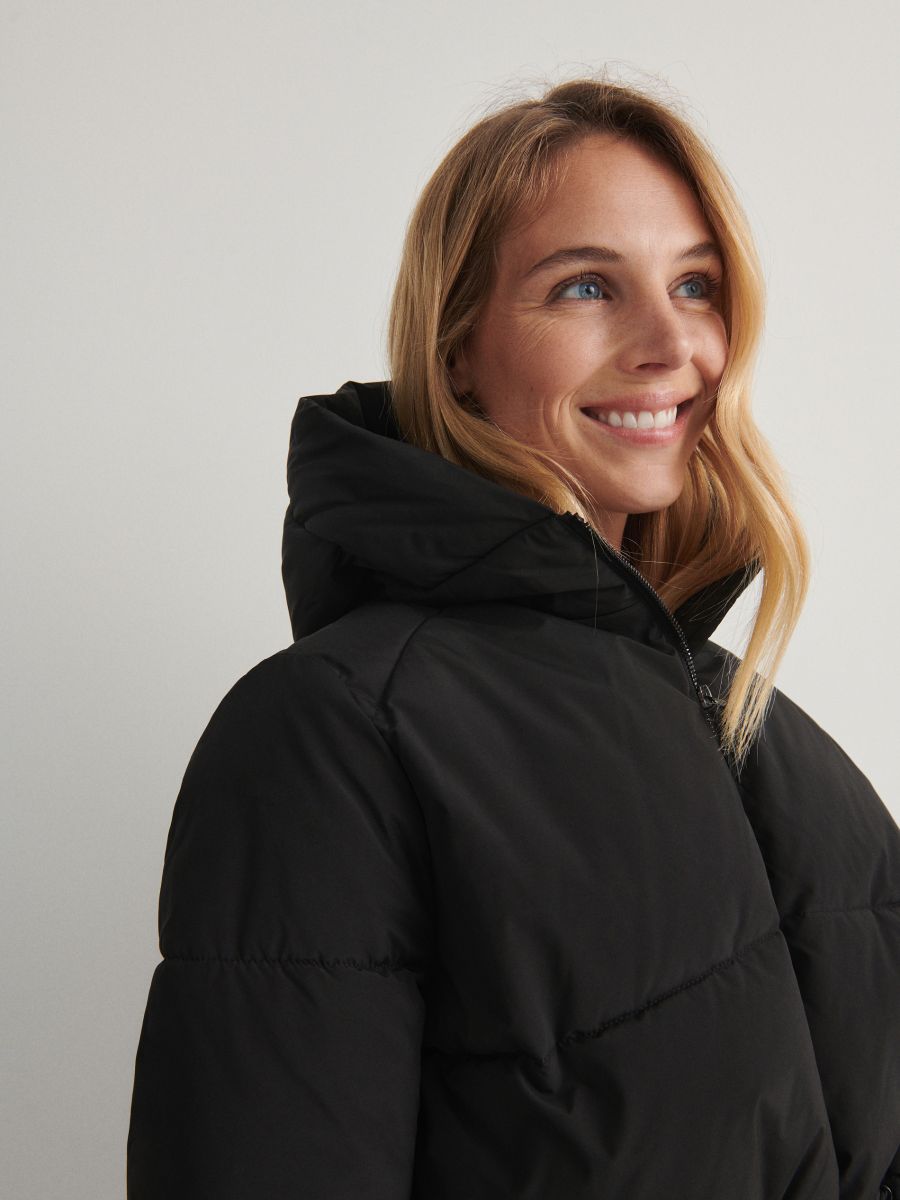 Quilted jacket with tie detail - black - RESERVED - 3
