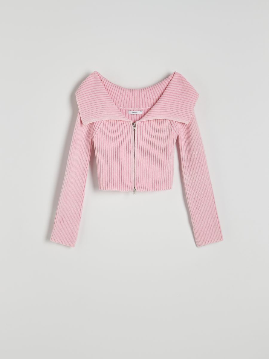 Cropped jumper with collar - pastel pink - RESERVED - 5