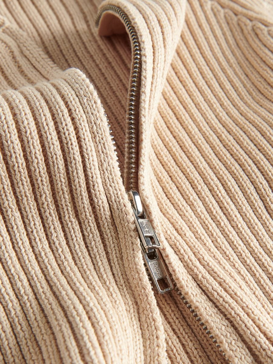 Cropped jumper with collar - beige - RESERVED - 6
