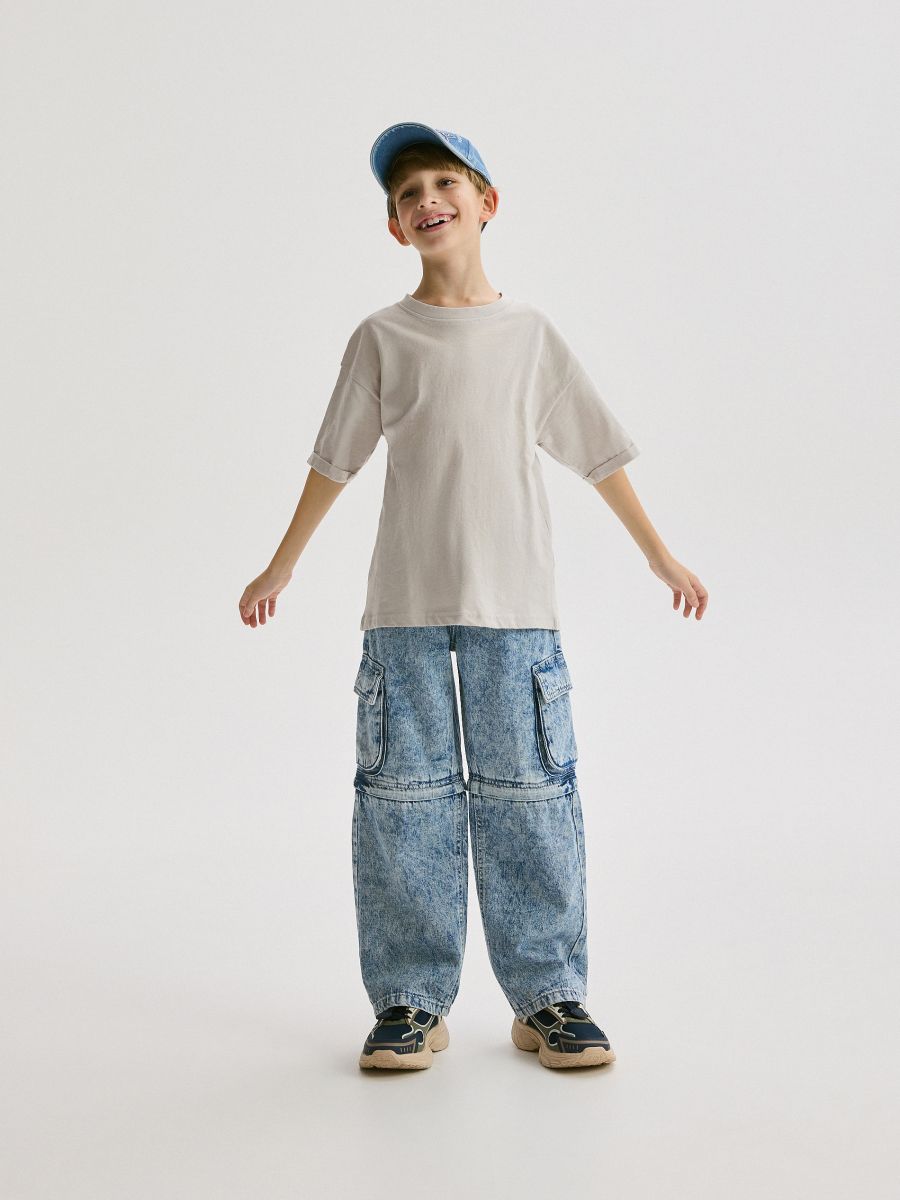 Relaxed straight jeans 2-in-1 - blue - RESERVED - 5