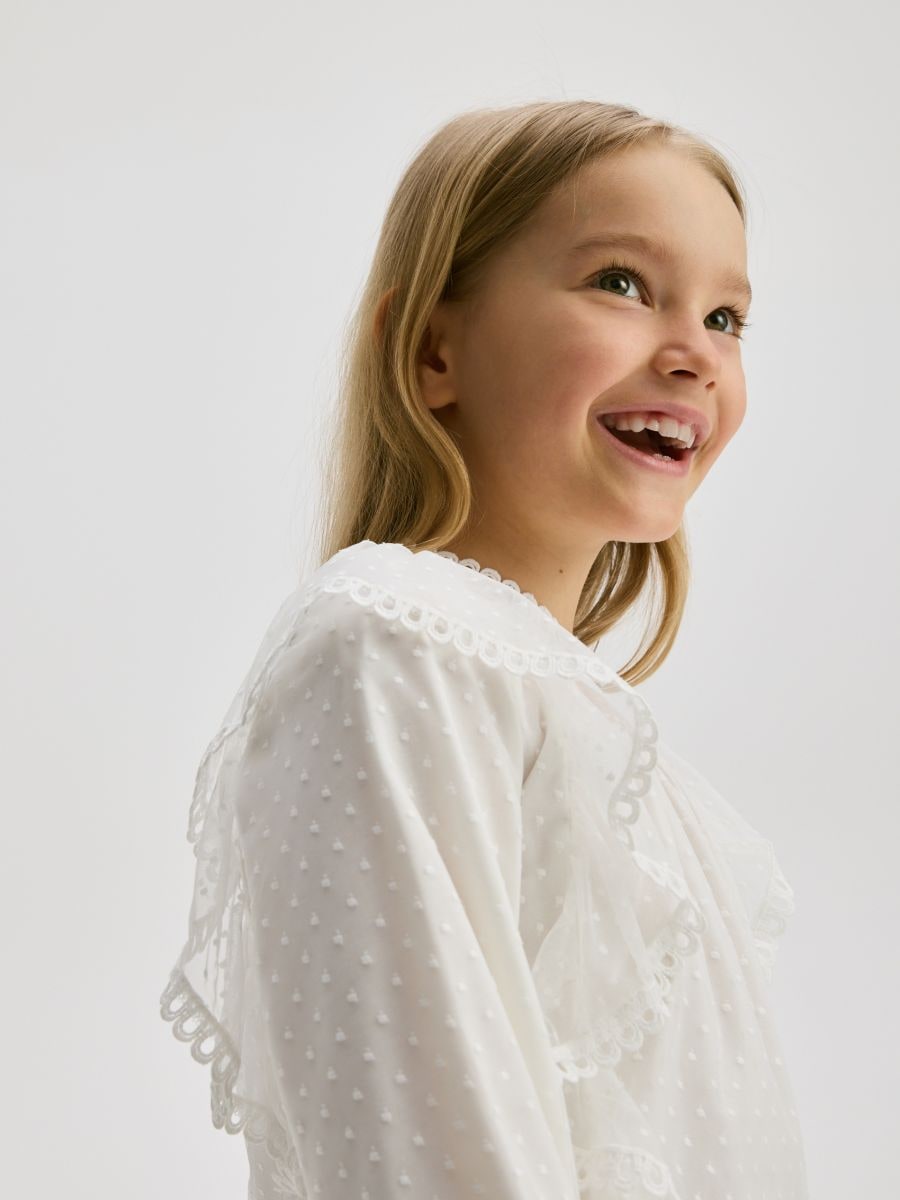 Ruffle hem blouse - cream - RESERVED - 4