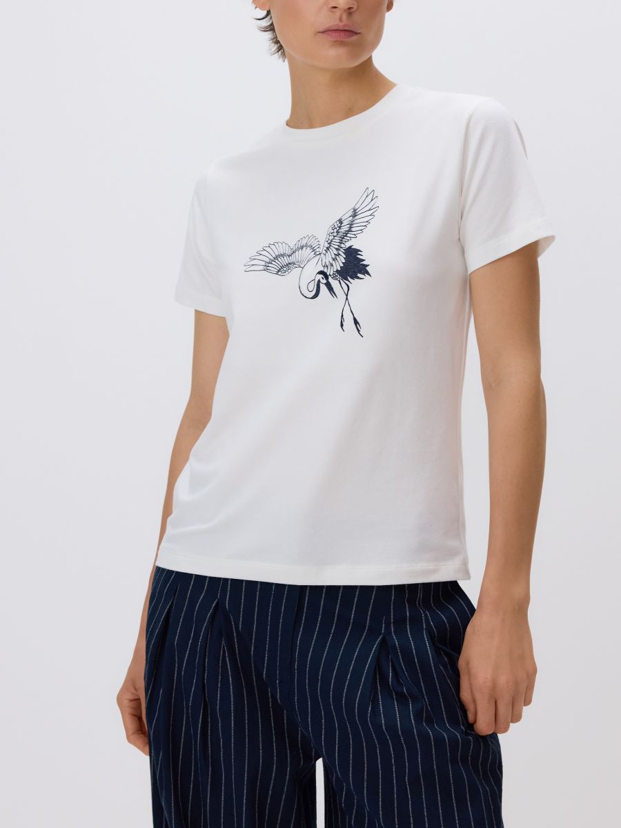 T-shirt with print - cream - RESERVED