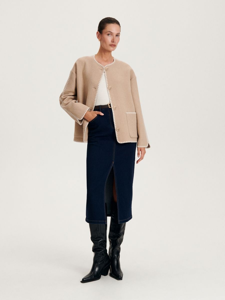 Jacke mit Wollanteil - beige - RESERVED - 2