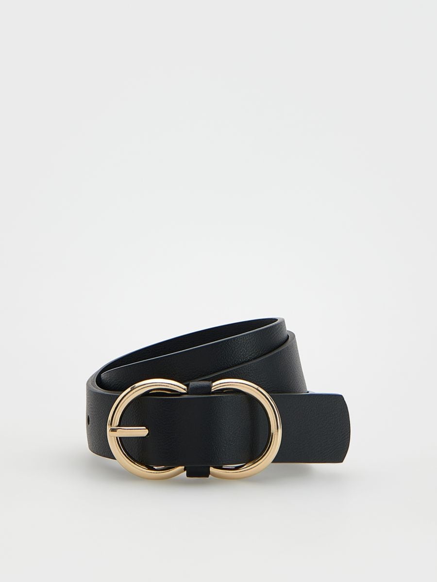 Belt with decorative buckle - black - RESERVED