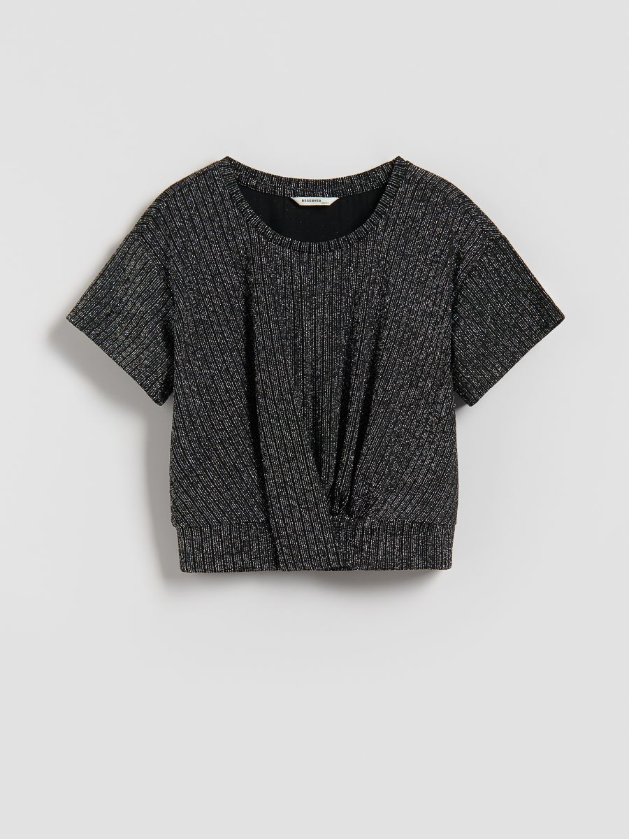 Blouse with metallised yarn blend - black - RESERVED