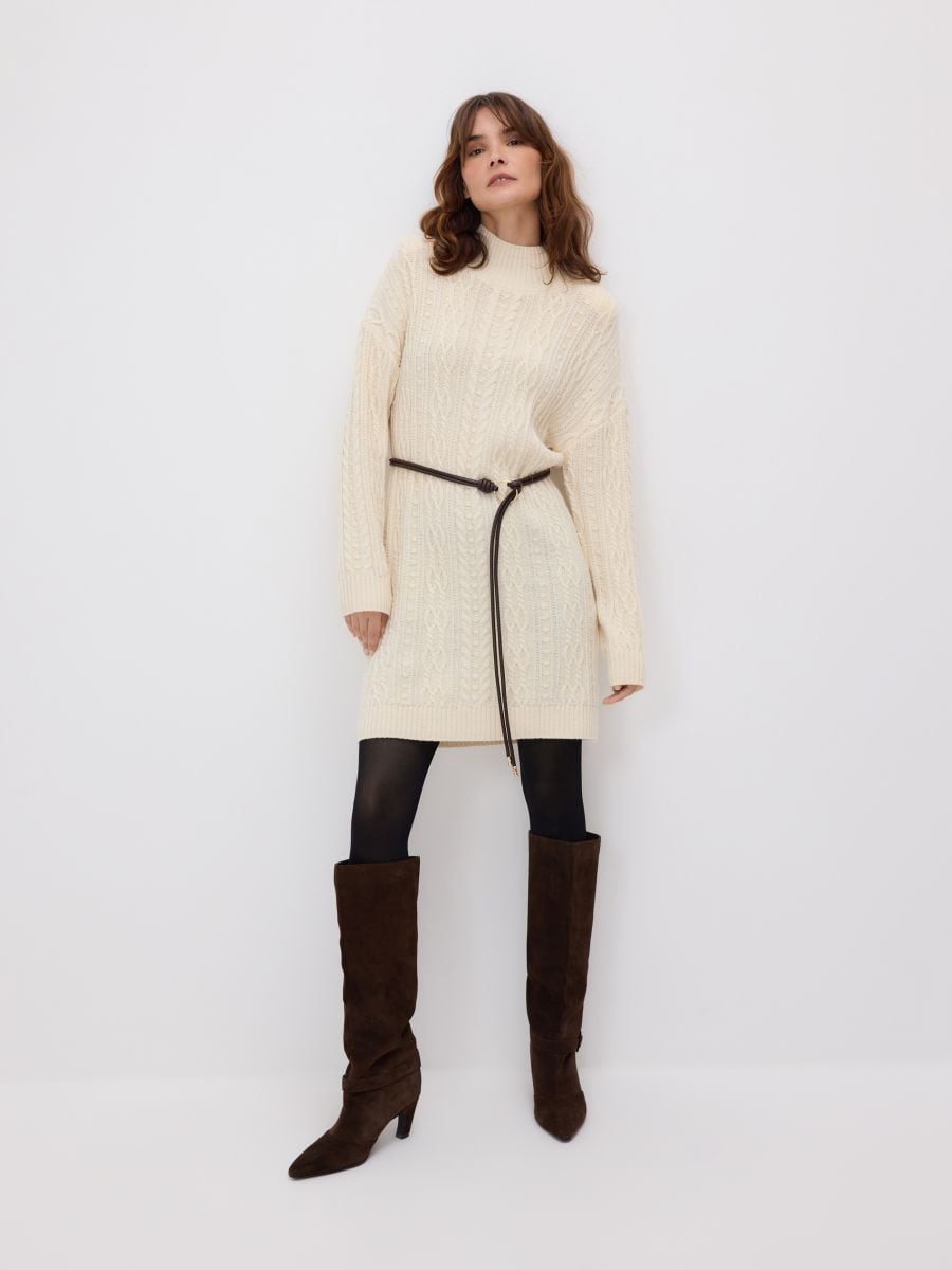 Wool blend dress - cream - RESERVED