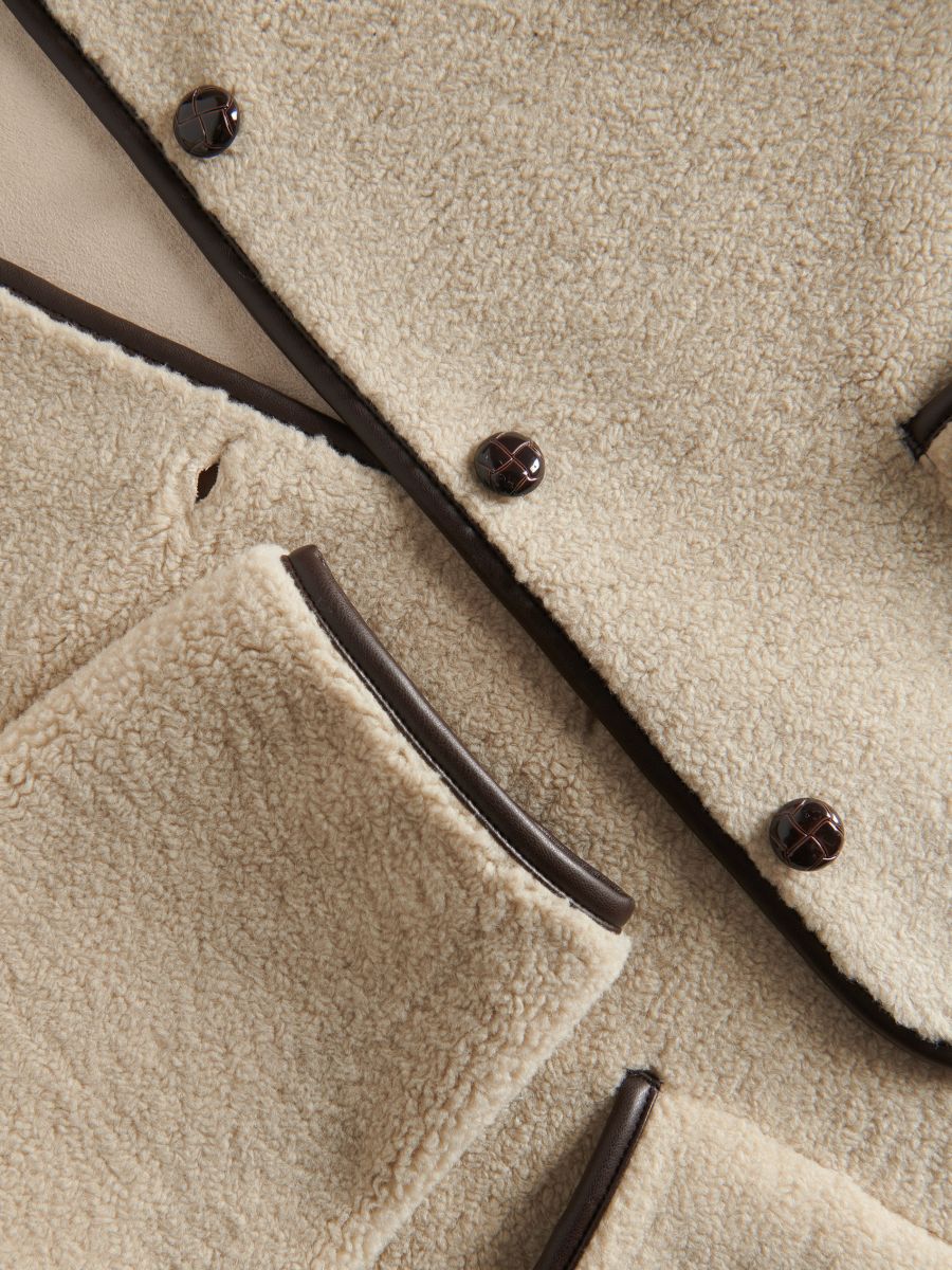 Faux shearling jacket - beige - RESERVED - 5