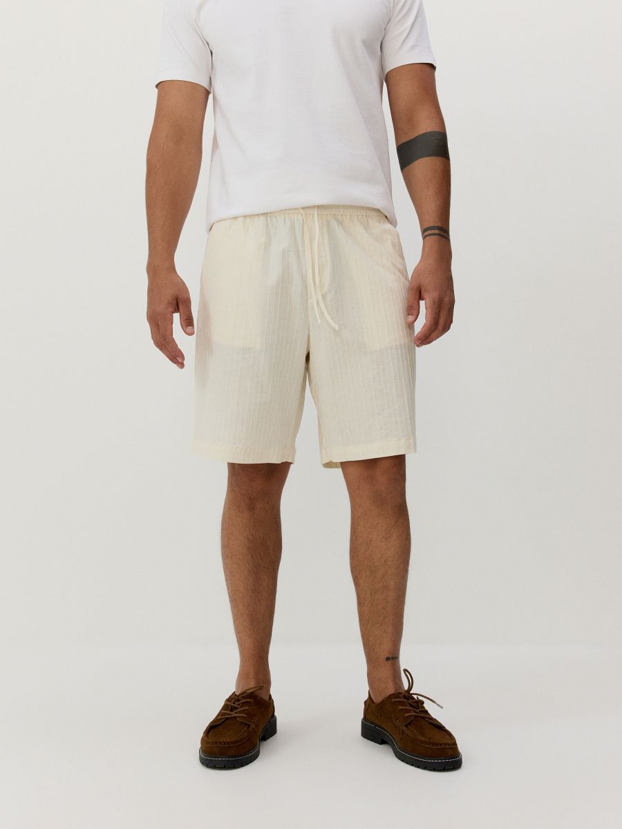 Loose shorts with tie detail - cream - RESERVED - 2