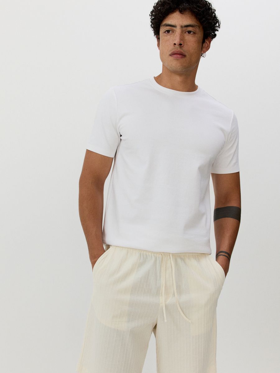 Loose shorts with tie detail - cream - RESERVED - 3