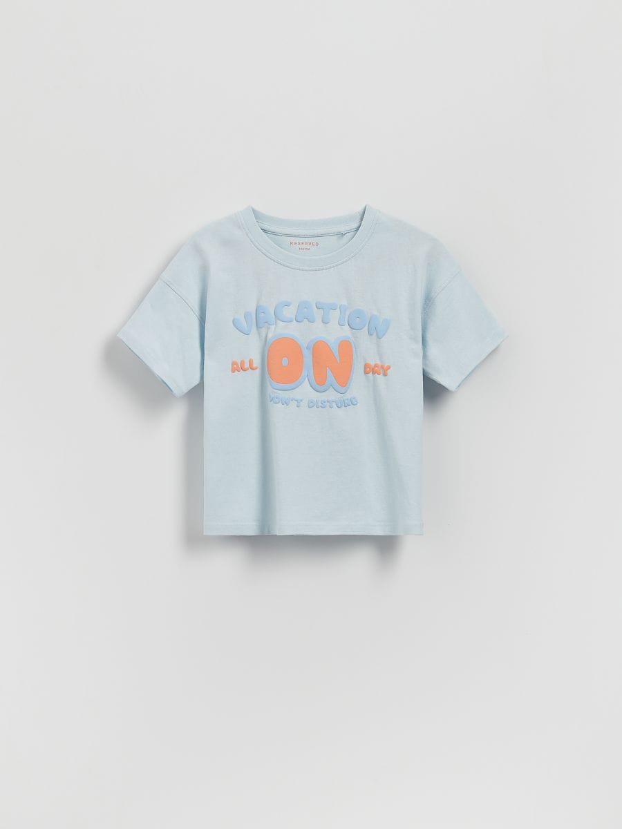 T-shirt med tryck - LJUSBLÅ - RESERVED