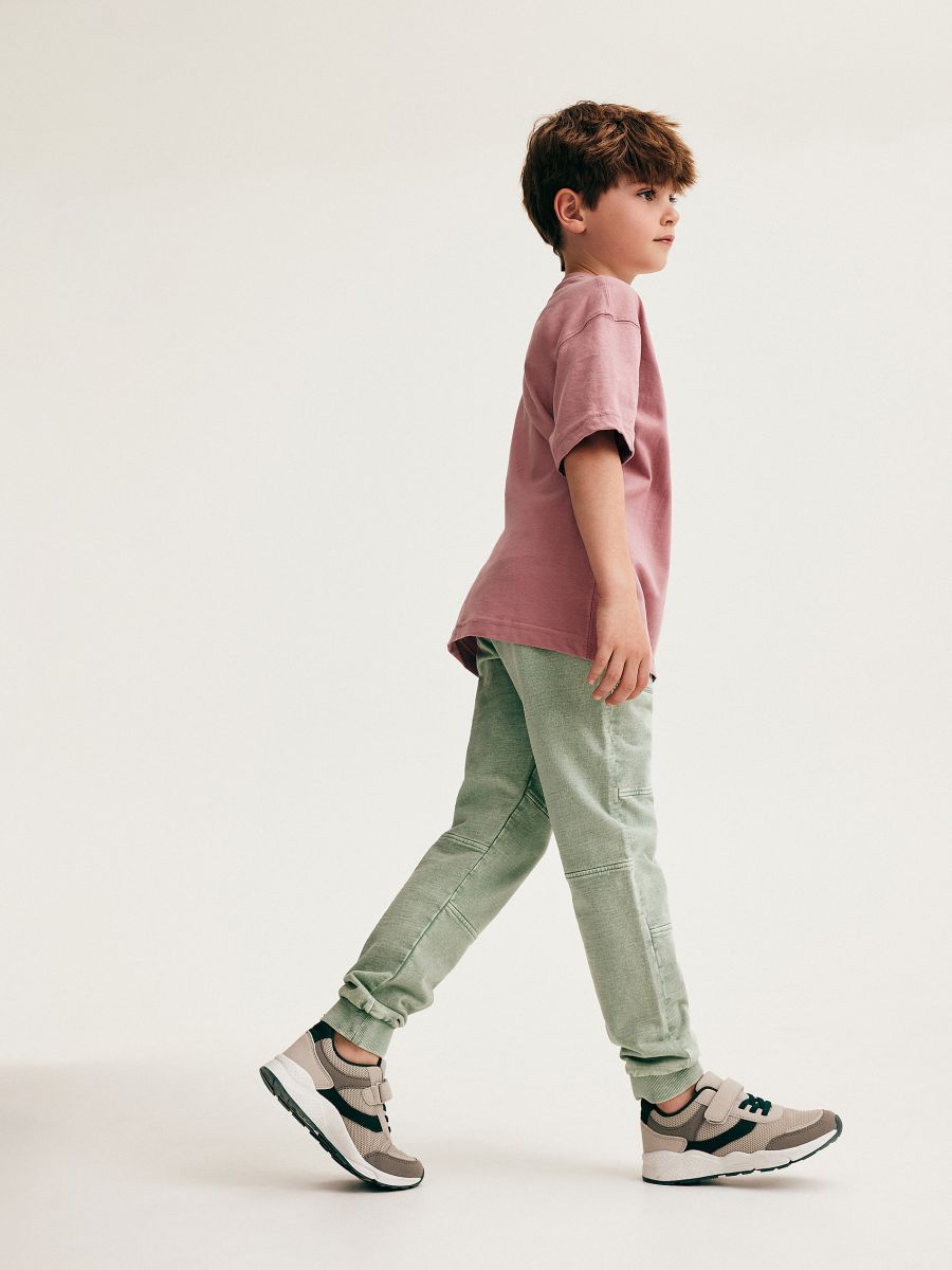 Sweatpants with wash effect - pale green - RESERVED - 4