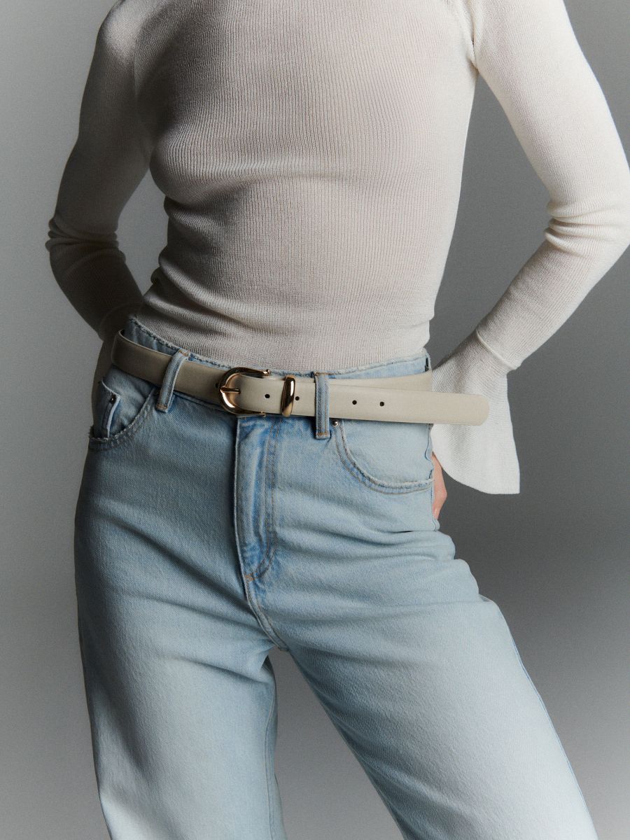 Belt with decorative buckle - cream - RESERVED