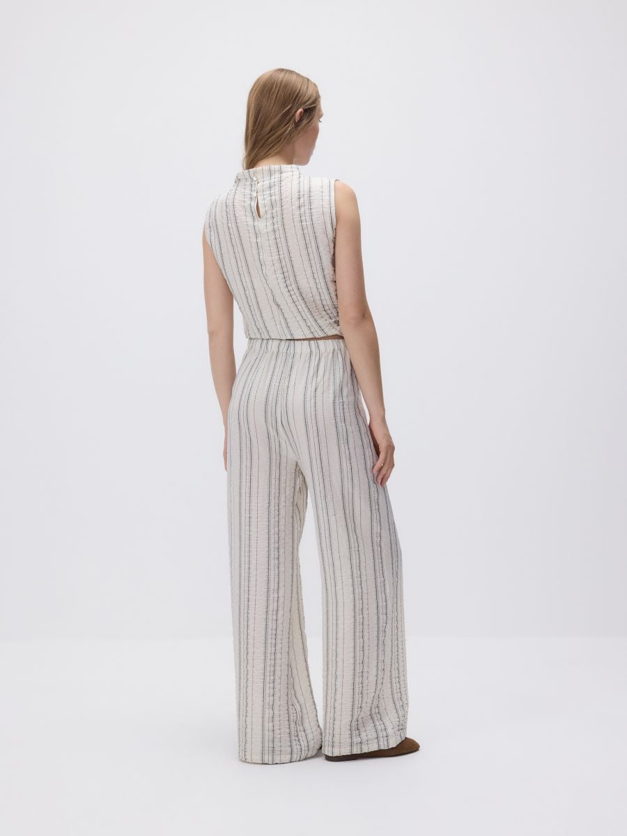 Loose trousers with metallic thread - beige - RESERVED - 5