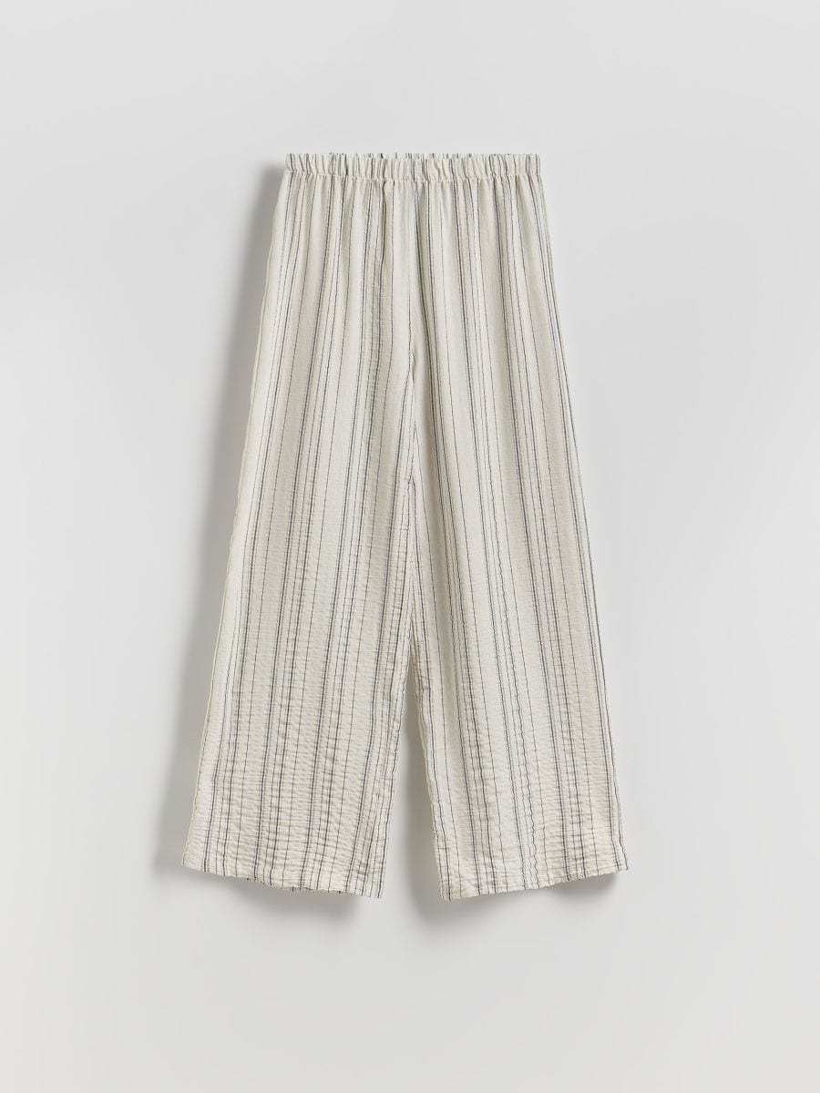 Loose trousers with metallic thread - beige - RESERVED - 6