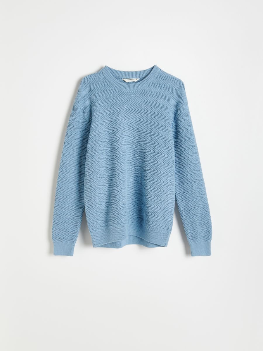 Pull en maille structurée - bleu clair - RESERVED - 4