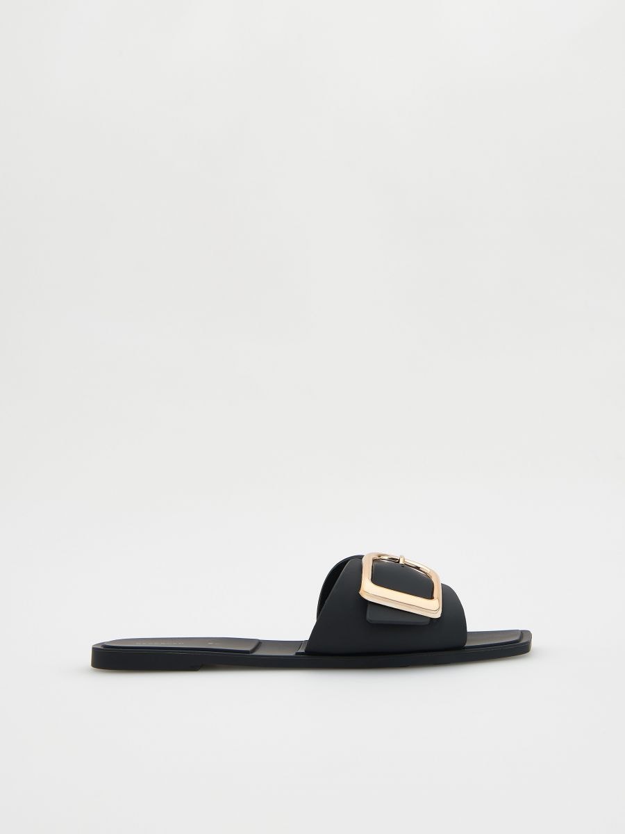 Sliders with decorative buckle - black - RESERVED