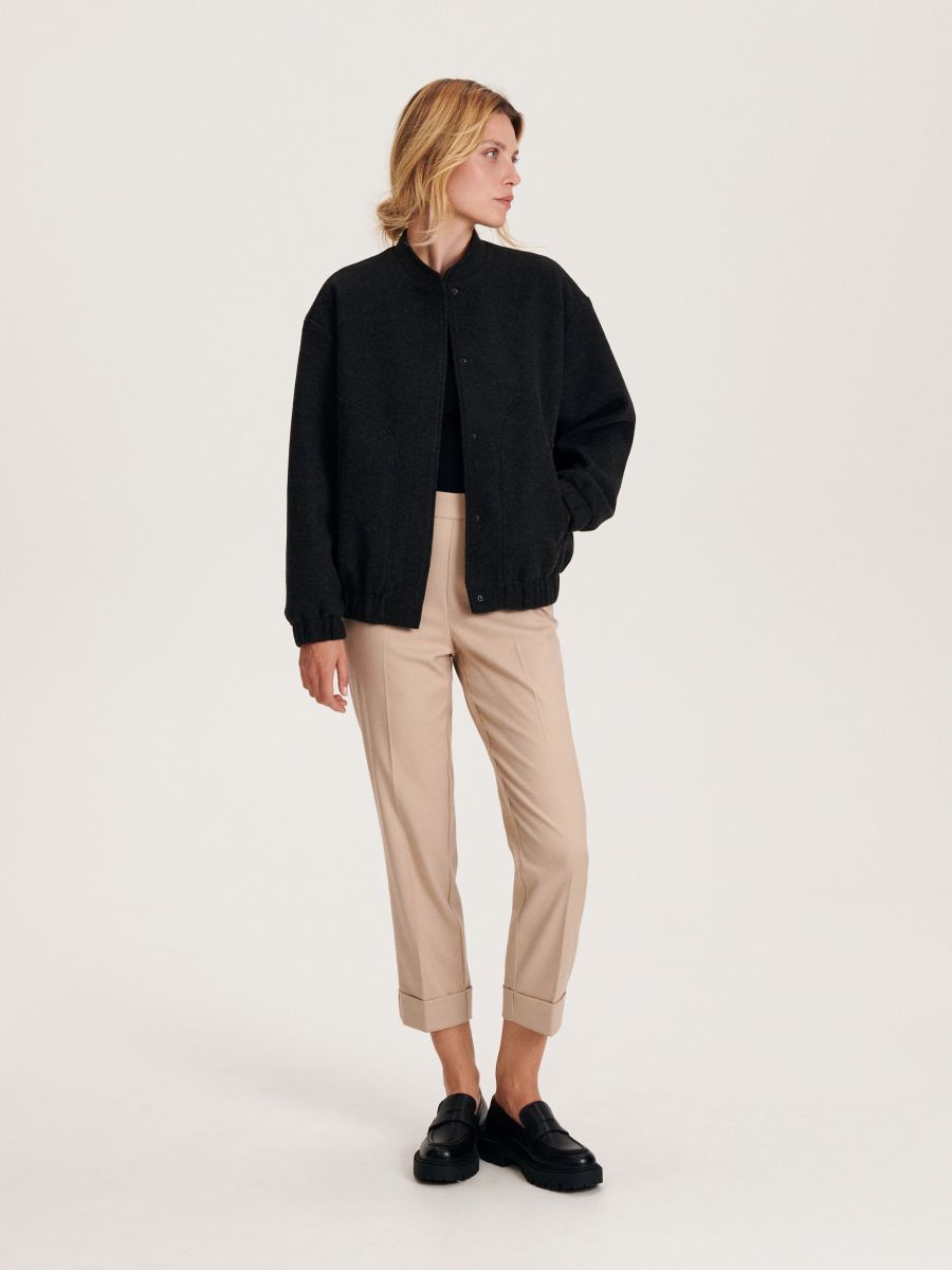 Trousers with pressed crease - beige - RESERVED - 3
