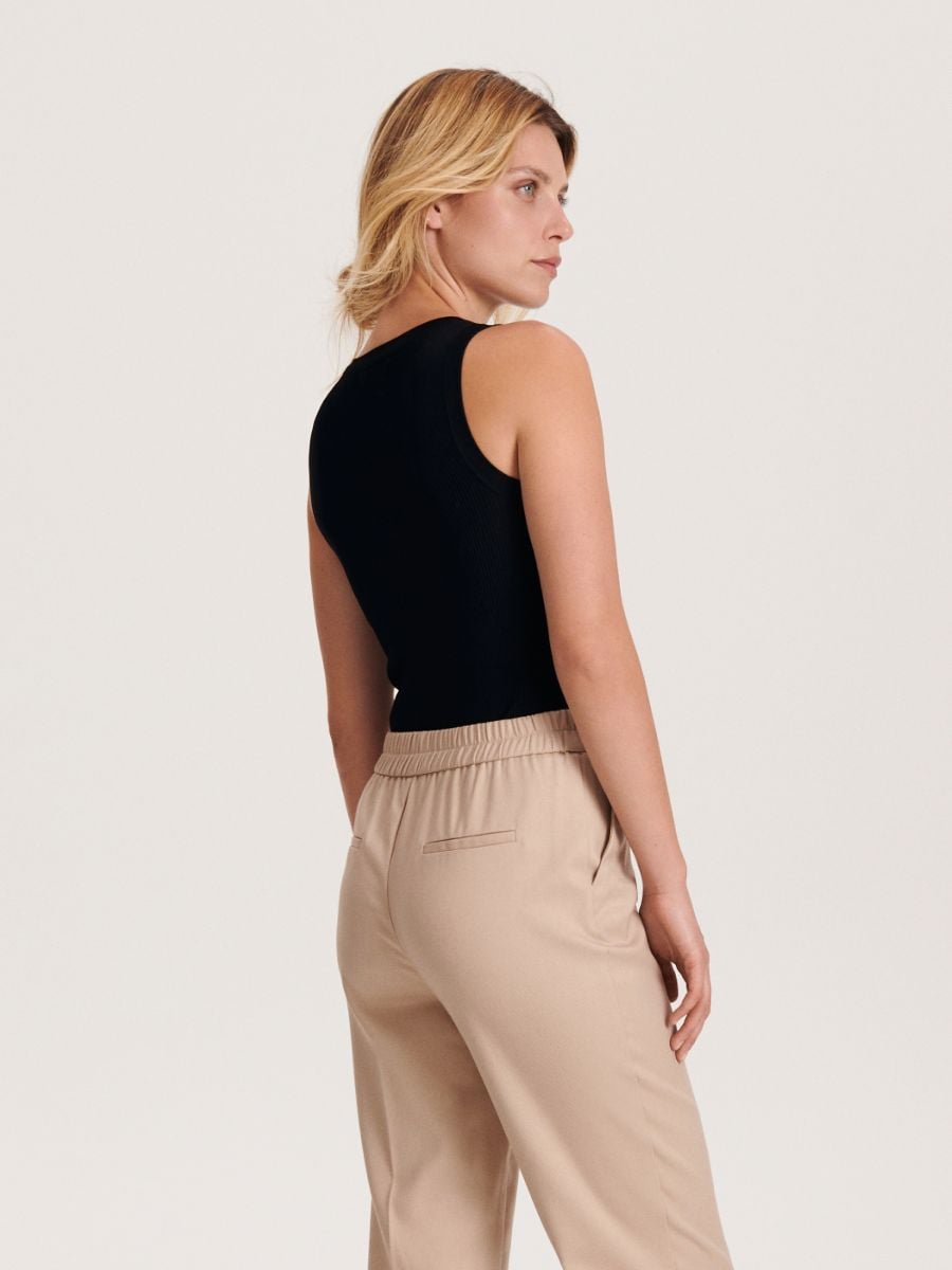 Trousers with pressed crease - beige - RESERVED - 2