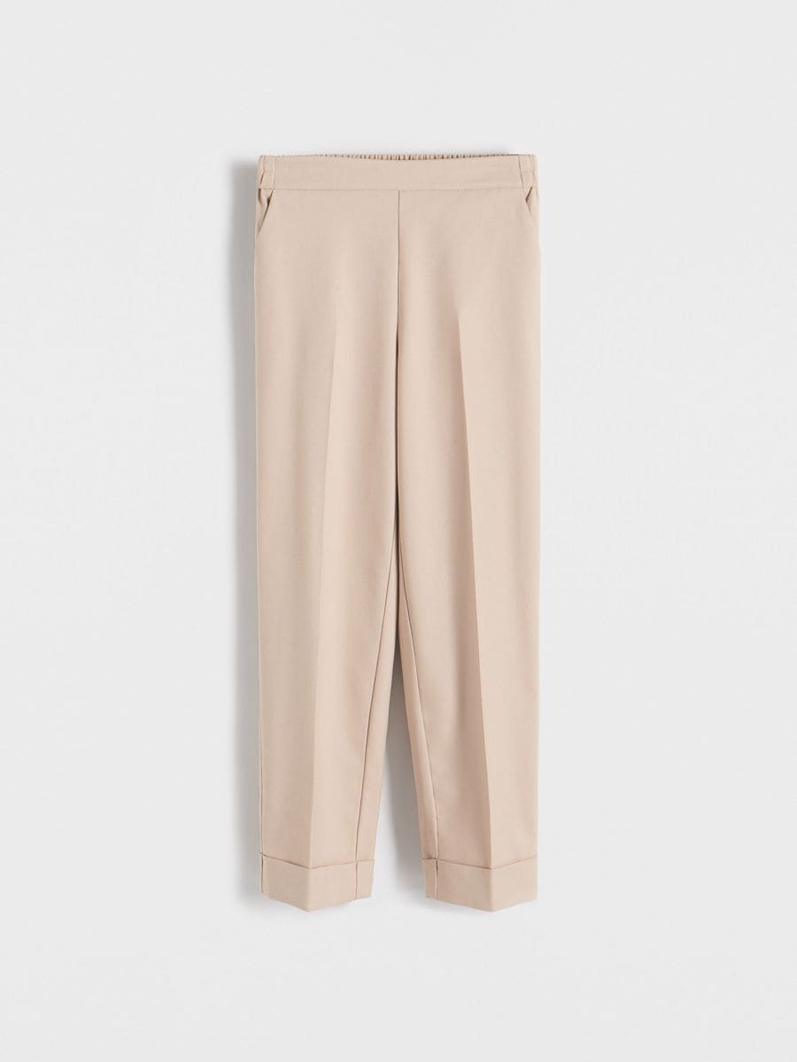 Trousers with pressed crease - beige - RESERVED - 4