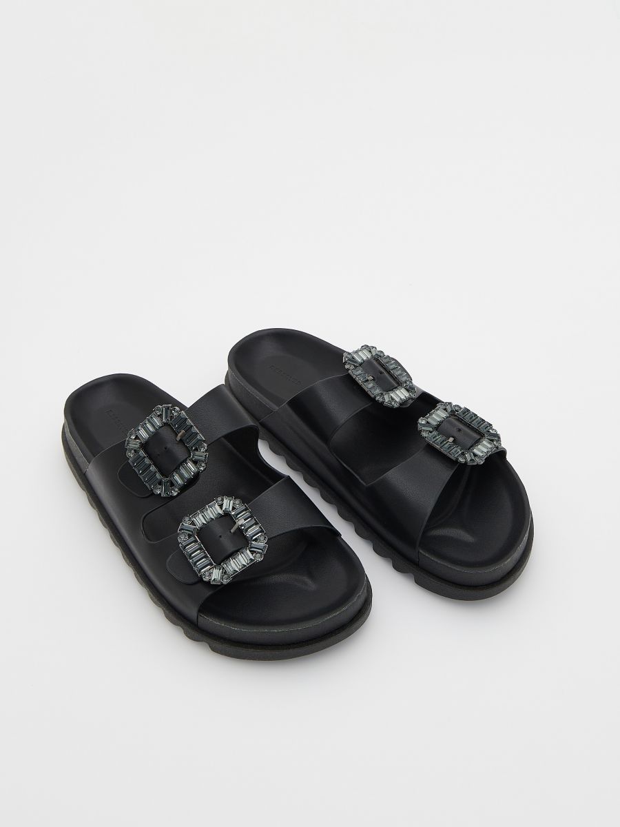 Sliders with decorative buckles - black - RESERVED - 2