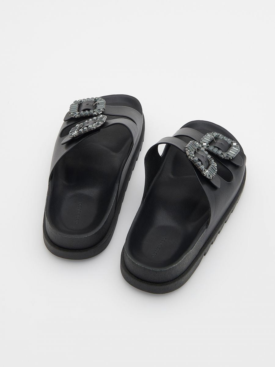 Sliders with decorative buckles - black - RESERVED - 4