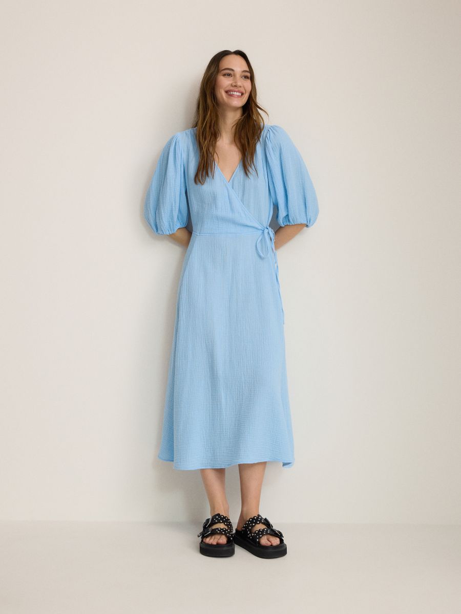 Robe midi en mousseline - bleu pâle - RESERVED - 3