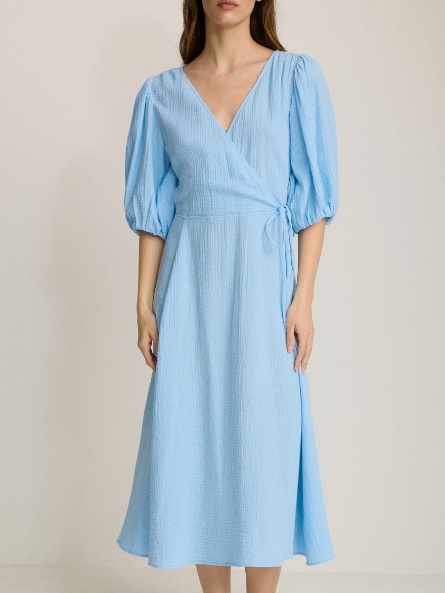 Robe midi en mousseline - bleu pâle - RESERVED - 4