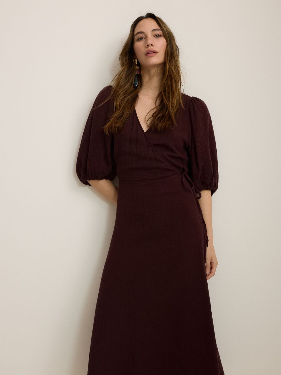 Robe midi en mousseline - Marron - RESERVED - 2