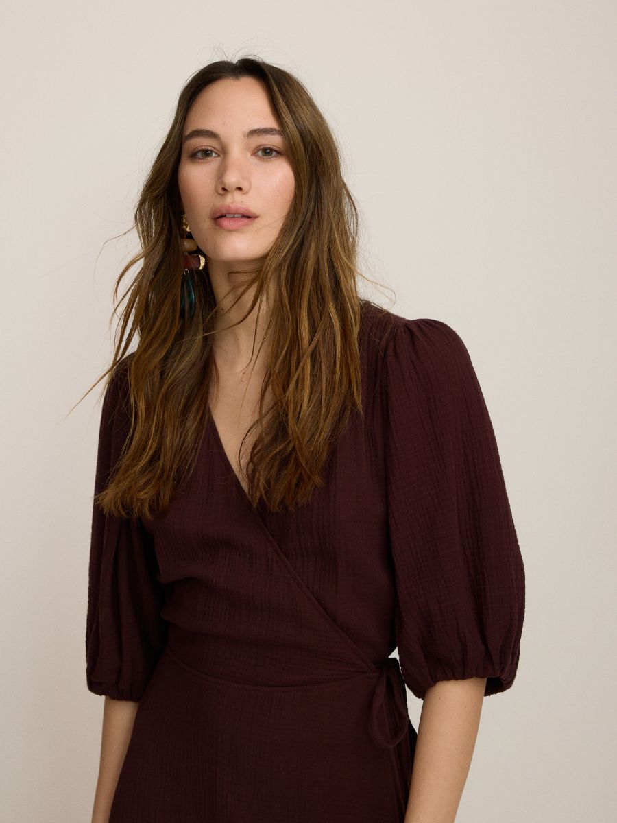 Robe midi en mousseline - Marron - RESERVED - 3