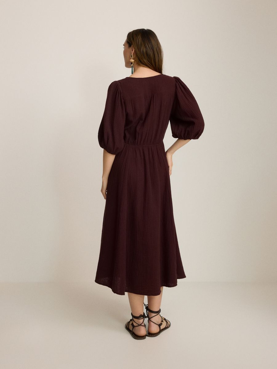 Robe midi en mousseline - Marron - RESERVED - 4