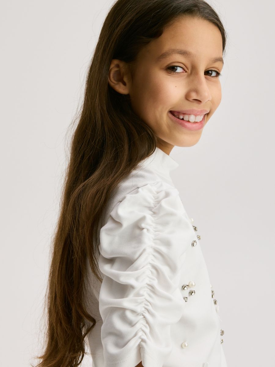 Elegant viscose blouse - cream - RESERVED