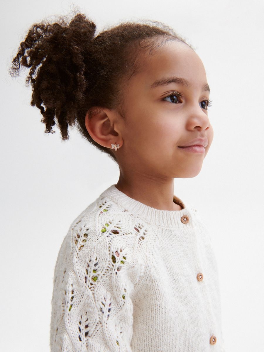 Cardigan with openwork sleeves - cream - RESERVED - 5