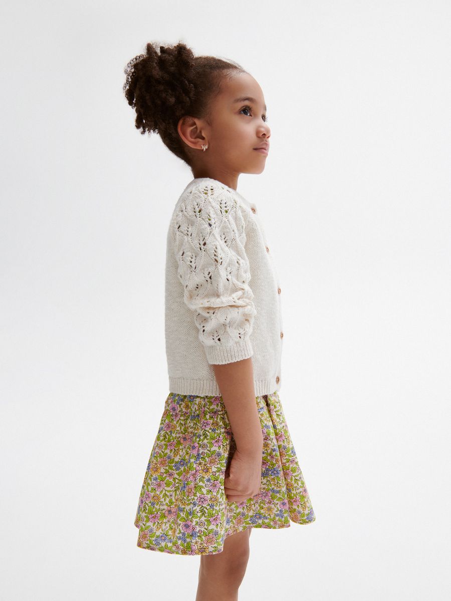Cardigan with openwork sleeves - cream - RESERVED - 6