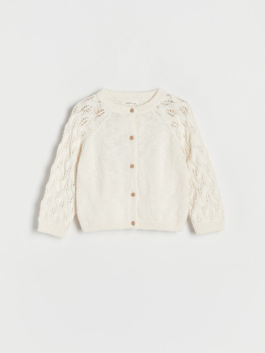Cardigan with openwork sleeves - cream - RESERVED - 2
