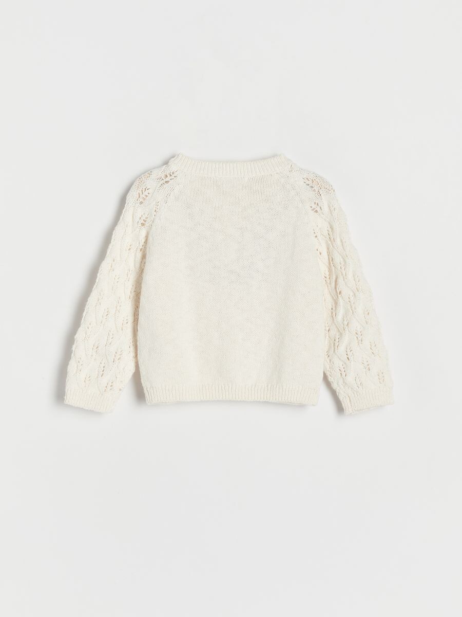 Cardigan with openwork sleeves - cream - RESERVED - 3