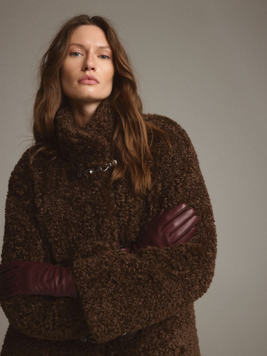 Kožne rukavice - bordo - RESERVED