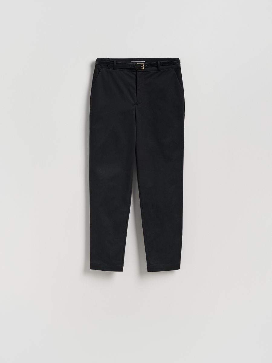Cigarette trousers with belt - black - RESERVED