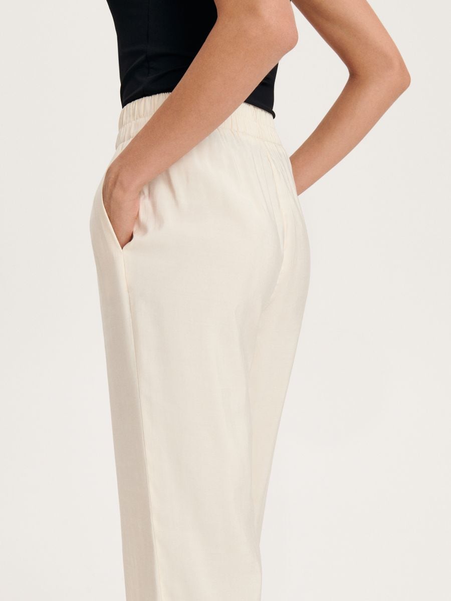 Viscose trousers - cream - RESERVED - 4
