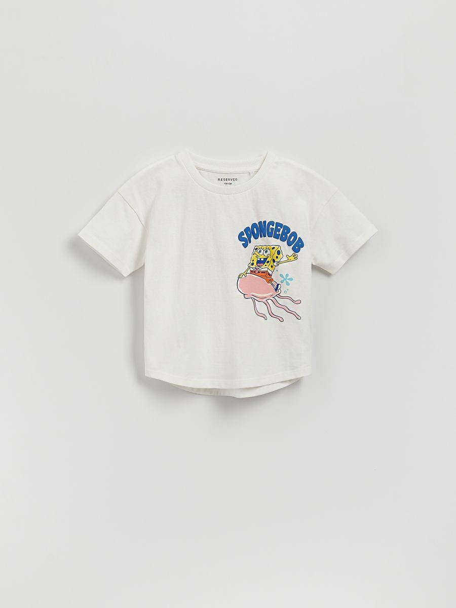 Majica s potiskom SpongeBob - kremna - RESERVED