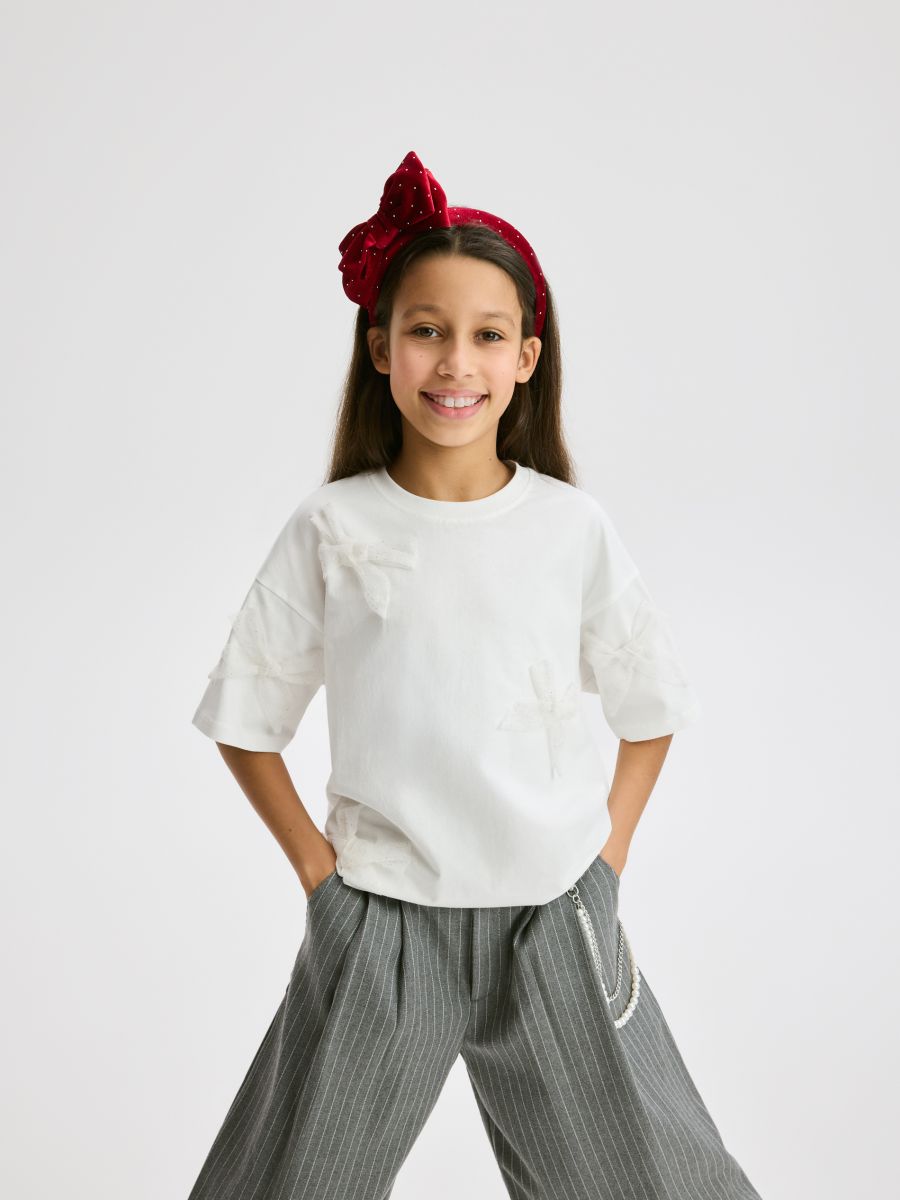 T-Shirt mit Schleifen - creme - RESERVED