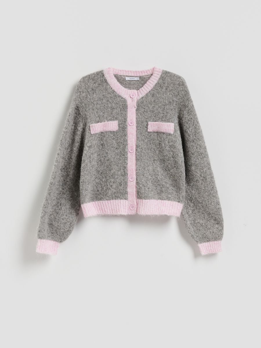 Cardigan with contrast piping - multicolor - RESERVED