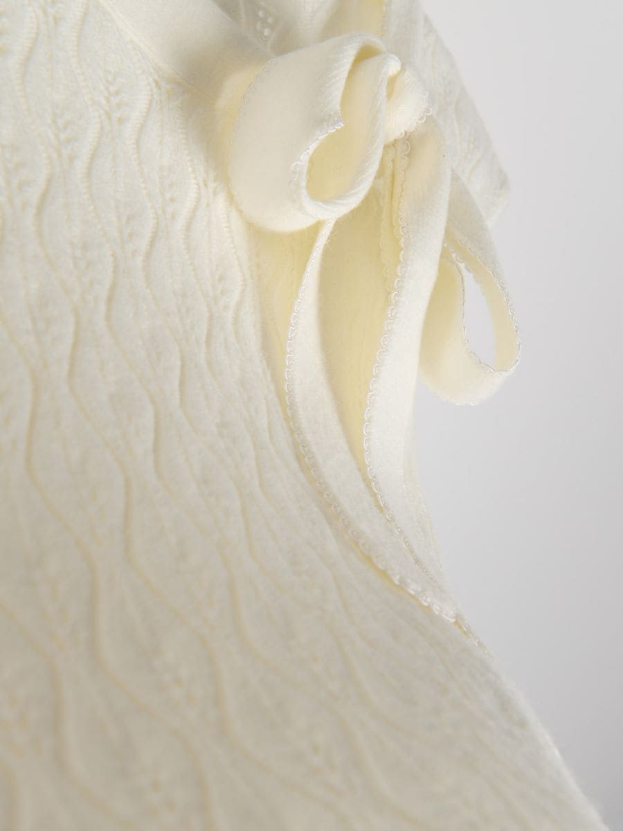 Openwork sweater with tie - cream - RESERVED - 6