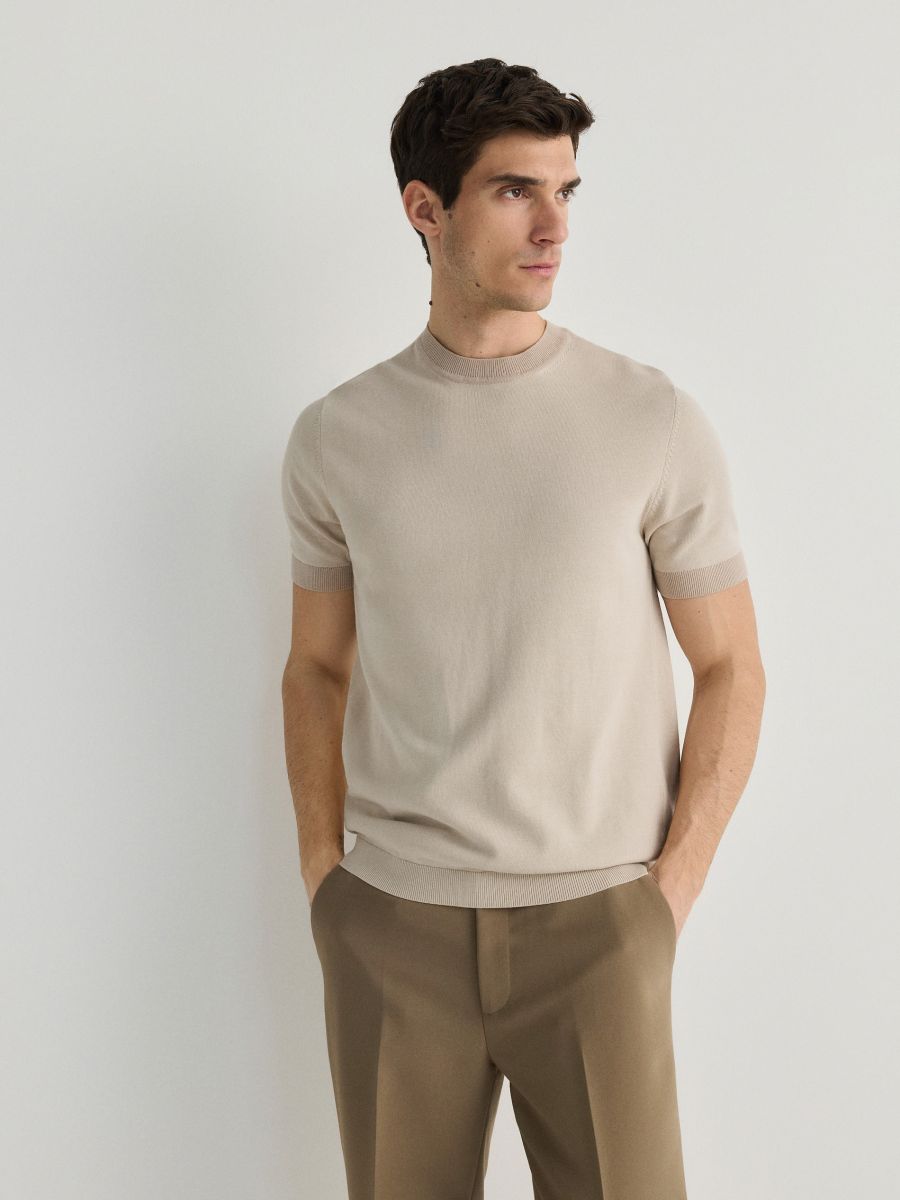 Short sleeve jumper - beige - RESERVED