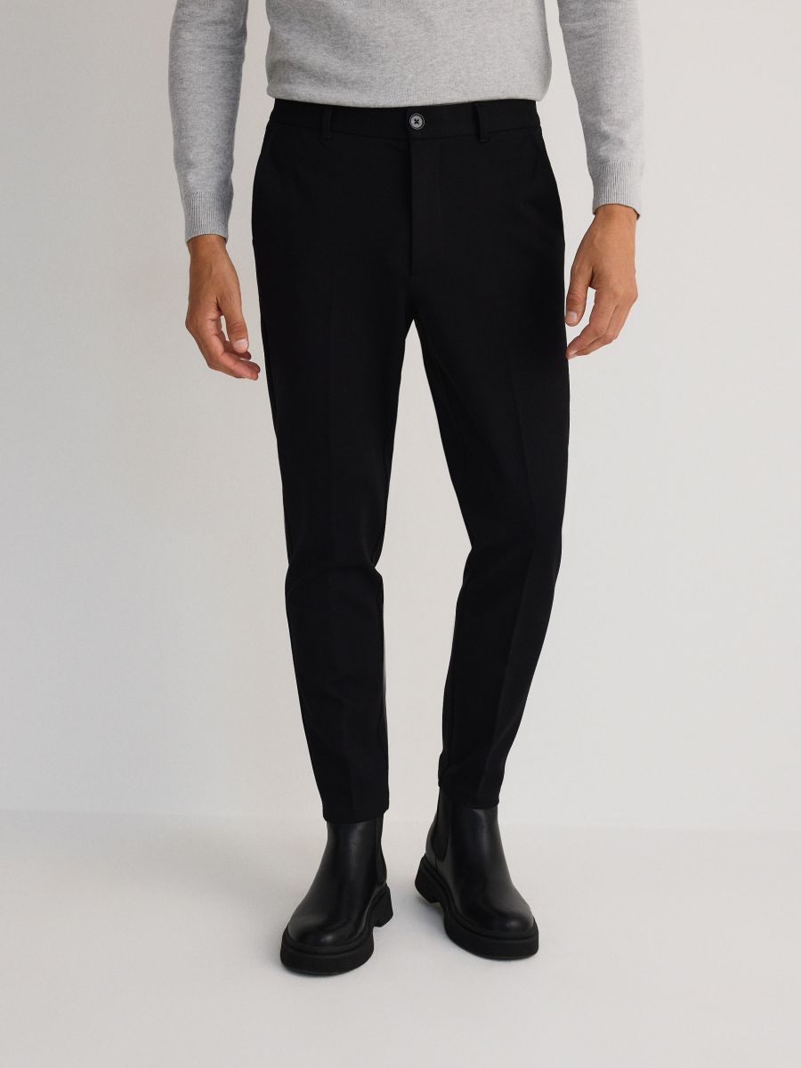 Chino slim pantalone od mešavine viskoze - crno - RESERVED