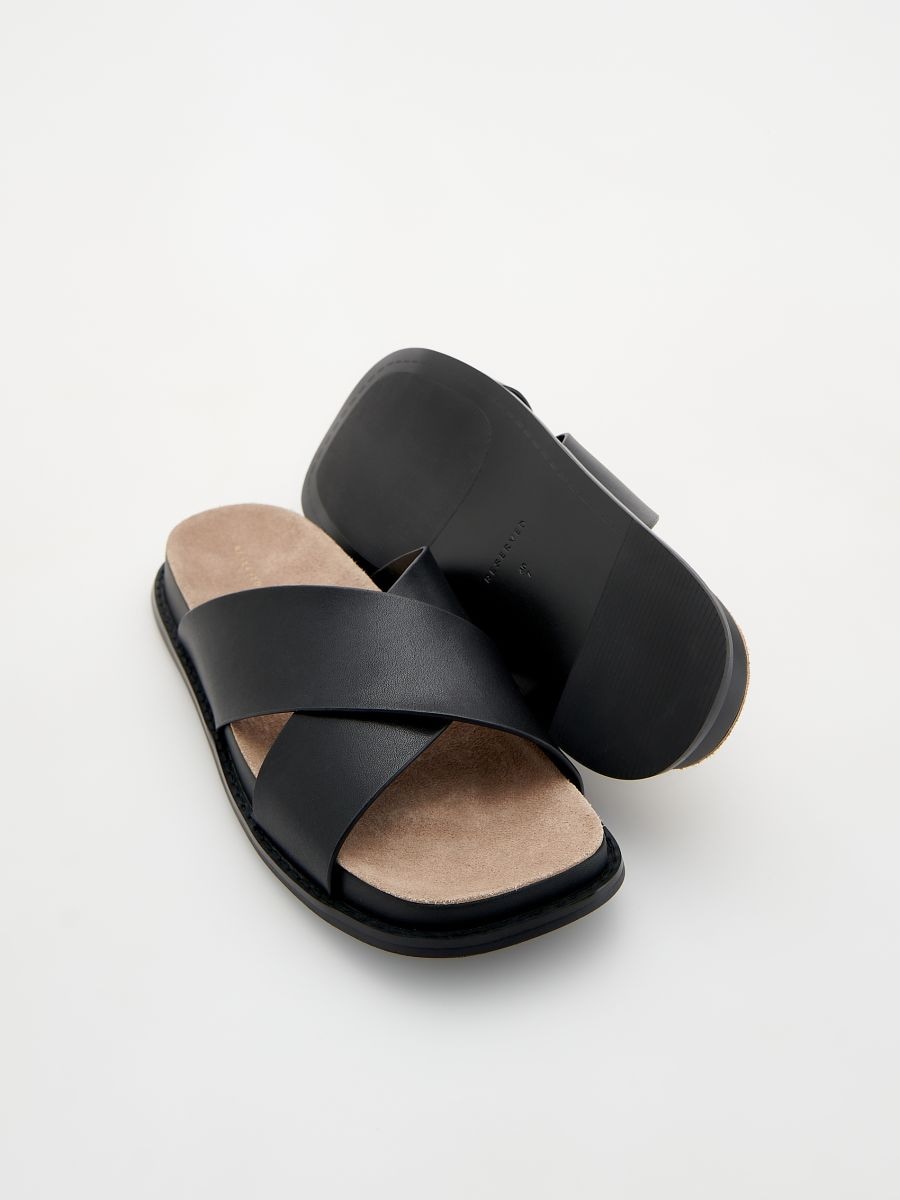 Sliders med læderrige stropper - sort - RESERVED - 4