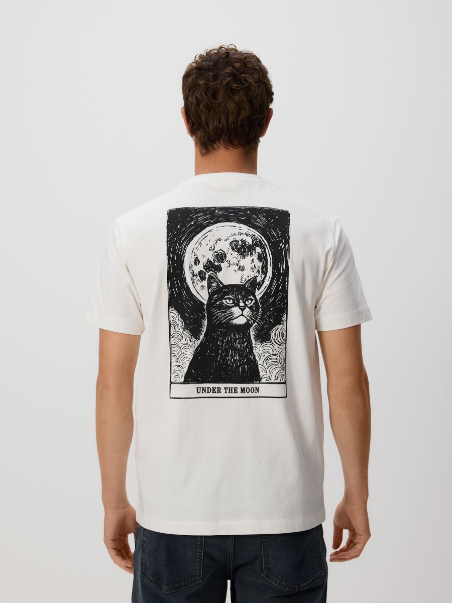 Regular fit T-shirt with back print - cream - RESERVED